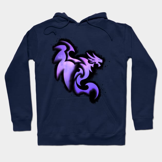 Forged Purple Dragon Flying Dragon Design Hoodie by DesignFunk